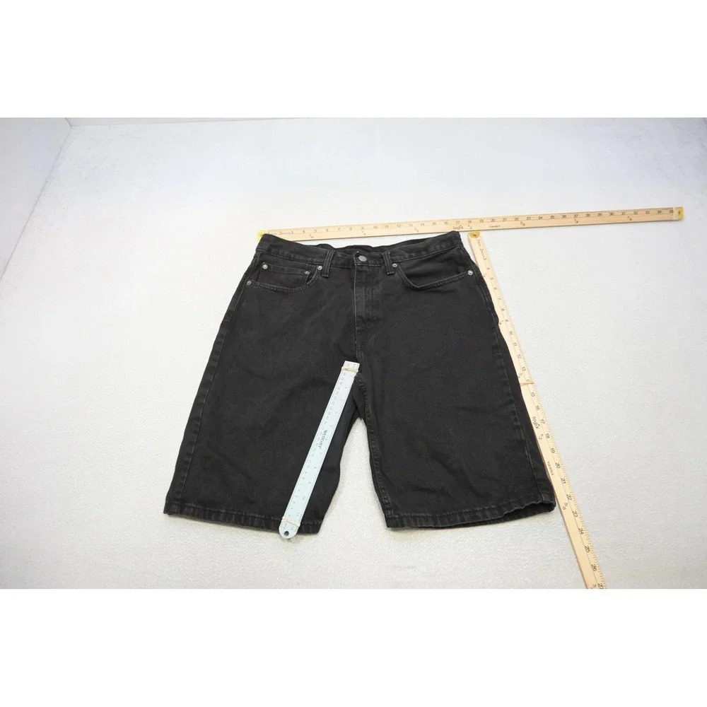 Levis 469 Loose Fit Denim Jean Shorts Mens 34 Black Cotton Casual Excellent